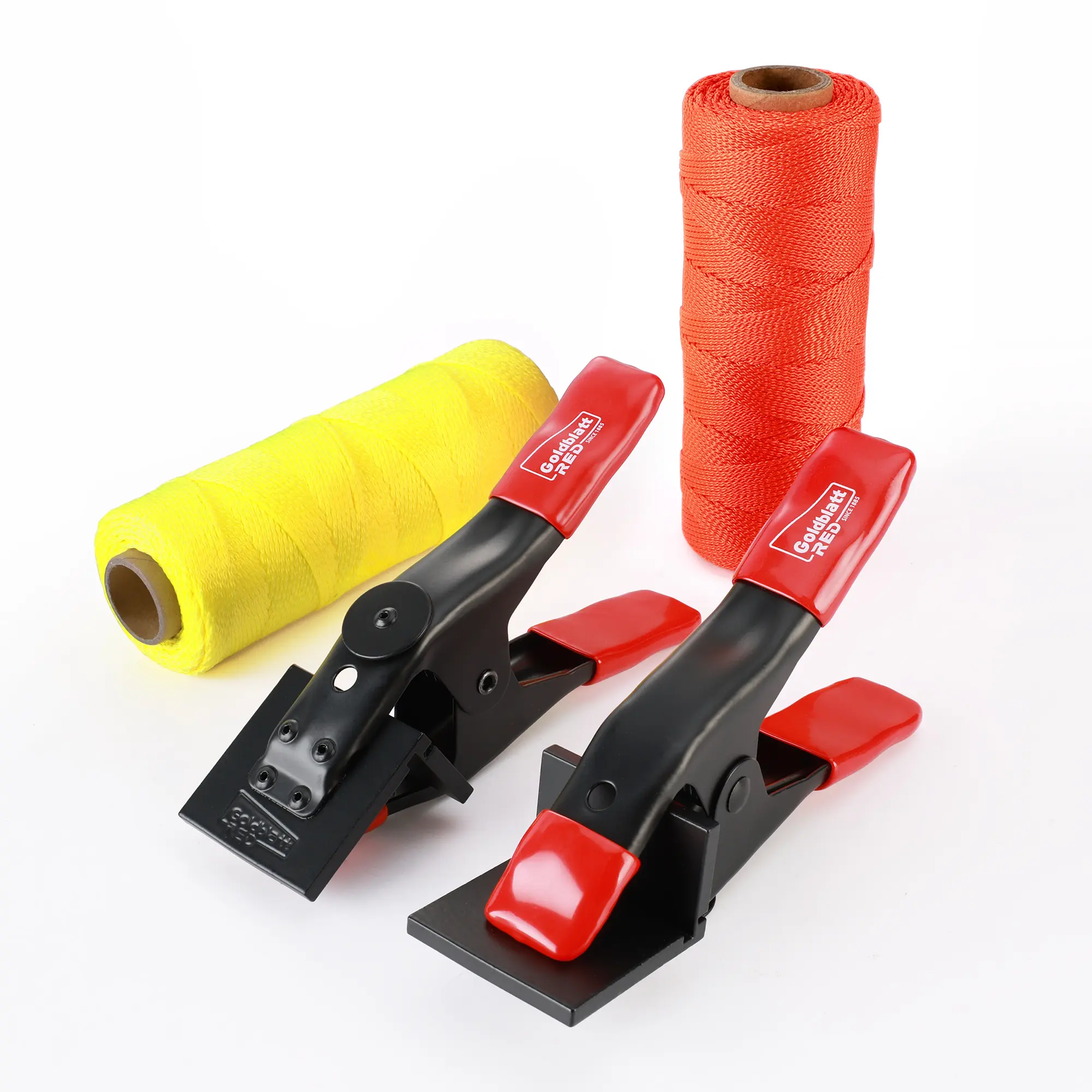 #fathersdaygift Goldblatt 4 Packs Mason Line Clamps & Mason Line String Line - Red & Orange Nylon Twine String Rolls, Concrete Tools Set, Construction Masonry Measurement String for A String Level