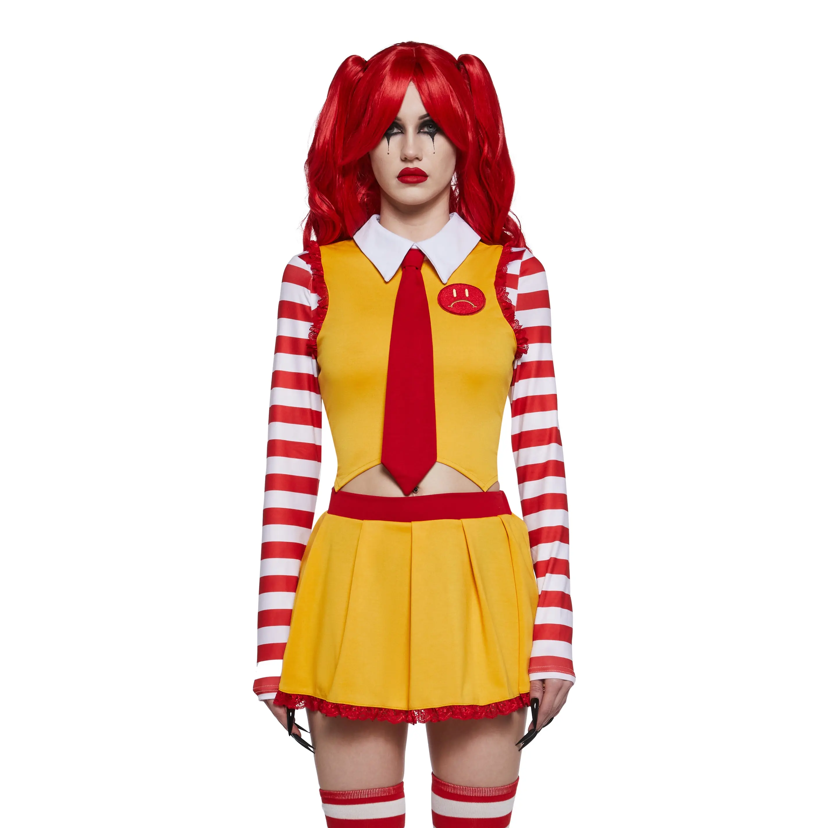 Fast Food Clown Costume and Wig Set