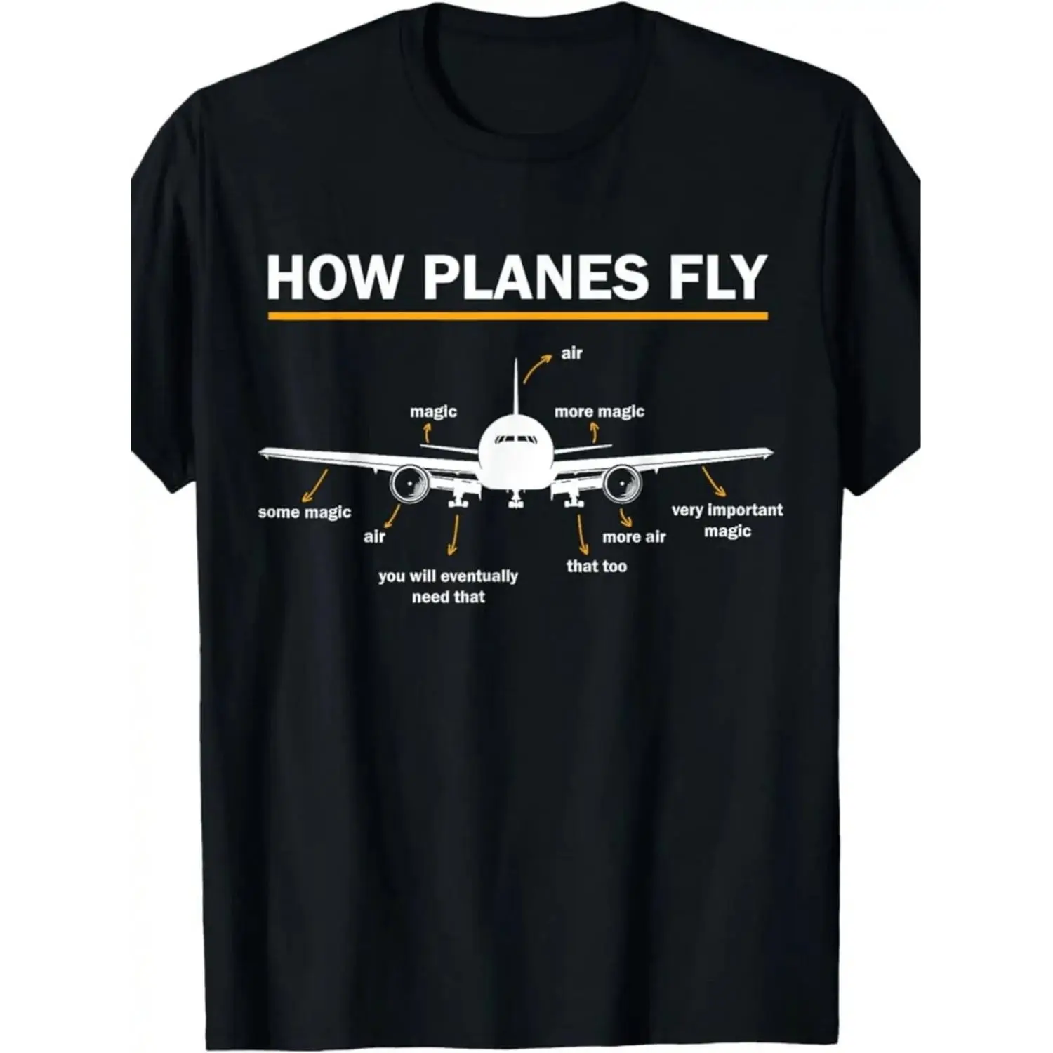 Women's Casual Graphic T-Shirt - Soft Cotton Blend, Short Sleeve, Round Neck, Aviation Theme Apparel T Shirt, Relaxed Fit Casual Tee Tops, Funny 'How Planes Fly' Print, Breathable, Gift for Aviation Lovers, All Seasons