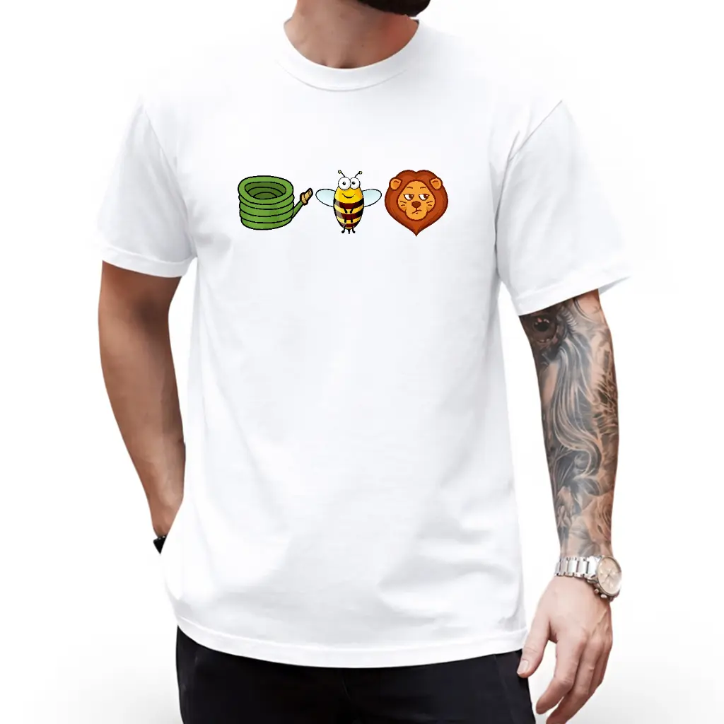 SageSprint Hose Bee Lion Mens T Shirts  Short Sleeve T-Shirt Crew Neck Tees Casual Shirt