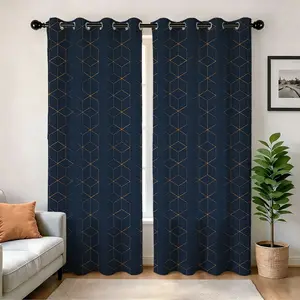 Blackout Curtains, Thermal Insulated Soundproof Grommet Drapes, Wave Line Dots Foil Print,  2 Panels, Machine‑Washable Window Curtains for Bedroom Living Room Nursery,