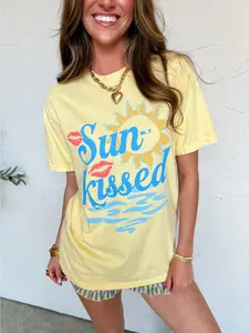 Sun Kissed Graphic Tee, Vintage Summer Beach Shirt, Retro Sunshine Comfort Colors T-Shirt, Cute Vacation Aesthetic Top, Unisex Trendy Summer Shirt