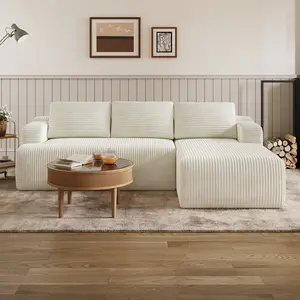 【2 Packages Shipping] L-Shape Plush Corduroy Velvet Modern Sofa with Deep Seat, Upholstered Couches for Living Room & Bedroom, No Assembly Required,mothersdaygift