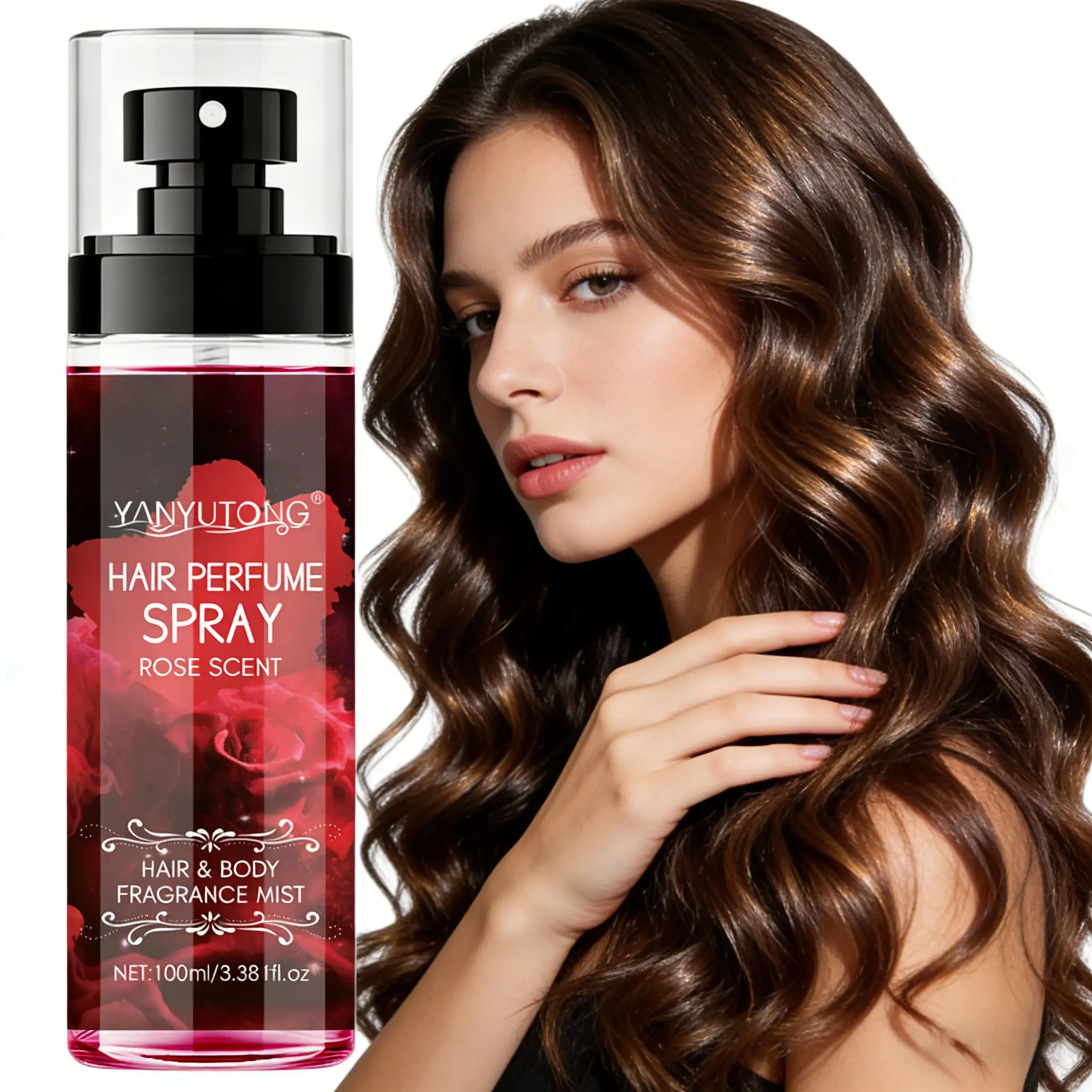 100ml (3.38fl.oz) Rose Scent Hair Perfume Spray, Floral Fragrance Spray, Dual-use mist for hair & body, long-lasting rose scent, Floral Scents. Ideal for daily use, on-the-go touch-ups or refreshing odor, fresh anytime