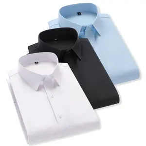 Men's business elegant solid color long sleeve shirt, lightweight all season comfortable casual shirt, party going out