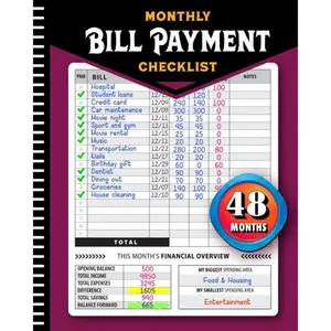 Bill Organizer Notebook | Monthly Bill Payment Tracker | Budget Planner & Expense Tracker | Cash Flow & Money Management Planner | 108 Pages 8.5x11 Finance Organizer for Personal & Household Use