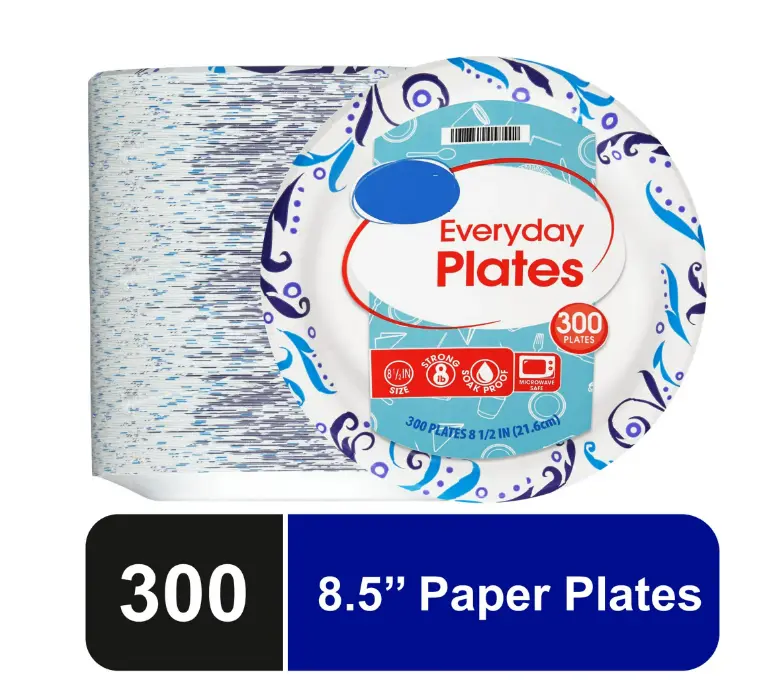 300ct Everyday Paper Plate, 8.5", Patterned for Disposable Use - Cookware