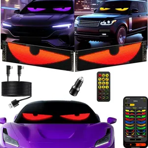 2x 23.4" x 4.7" Programmable Windshield LED Eyes Display, USB 5V Bluetooth APP Control, Flexible LED Display Panel for Car Truck RV Front Windshield, Custom Text & Animated Effects