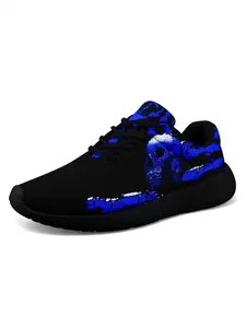 Unisex Barbell Skull Print Walking Shoes, Skeleton Fashion Sports Sneakers, Breathable and Non-slip Comfortable Jogging Shoes, Sports Casual Shoes