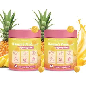 Feminine Probiotic Gummies Pineapple Flavor | Slippery Elm Prebiotic Blend | 60 Gummies for pH & Dryness Relief