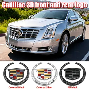 Car 3D Logo Decal Sticker, Front Rear Decoration Emblem, Engine Hood Trunk Badge, Metal Texture, Upgrade Accessories for Cadillac Srx Atsl Xts