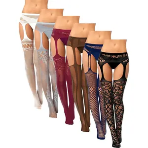 Women's Plus-Size Thigh-High Fishnet Stockings with Spandex, Suspender Garter Belt Pantyhose Pairs for Cosplay, Party, Chic Costume Wear