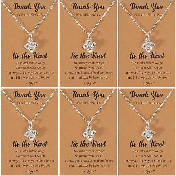 September Laurel  2/3/4/6/8Pcs Bridesmaid Gifts Bridesmaid Necklace for Women Tie The Knot Necklace Wedding Gifts Bridesmaids Proposal Gift