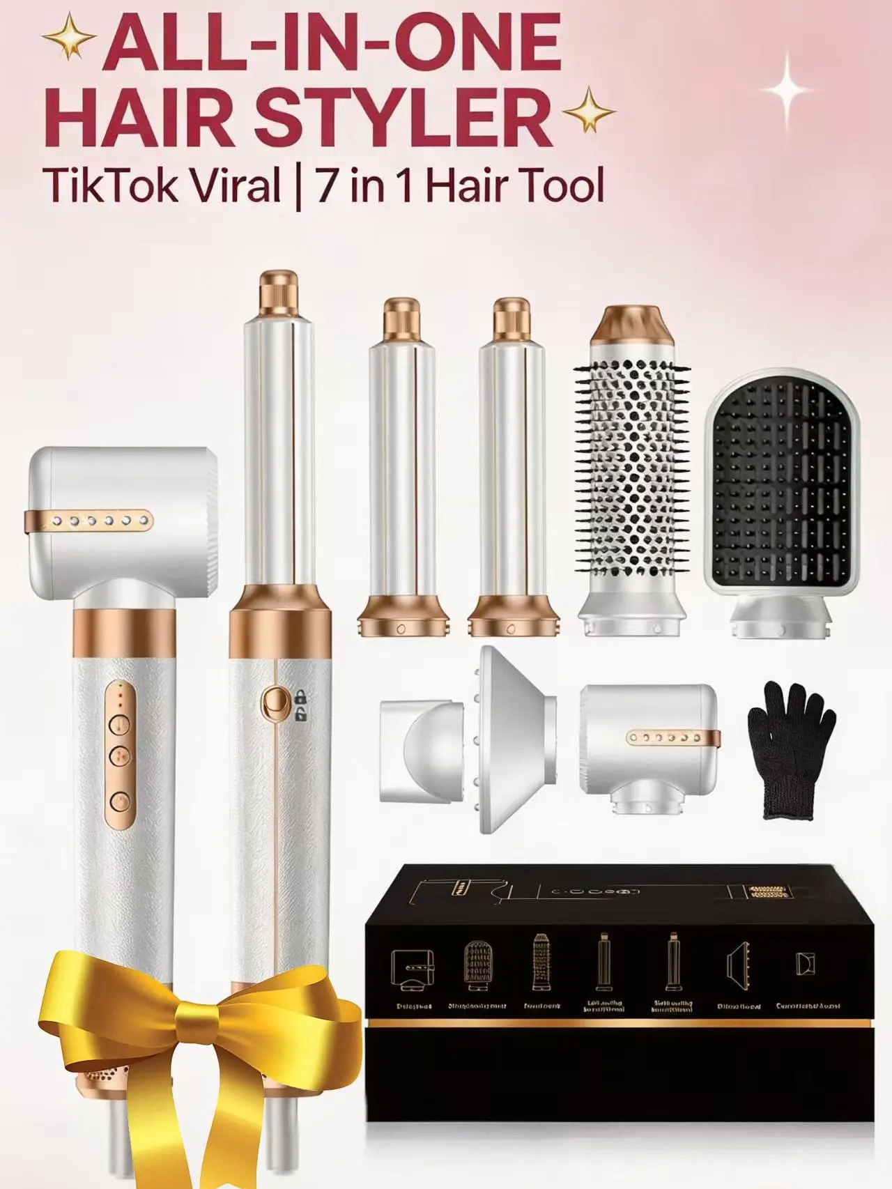 7-in-1 Styling Hairbrush 110,000 RPM High-Speed Hot Air Brush Hair Styling Brush High-Temperature Curling Iron Straightening Brush Volumizing Hairbrush Airflow Curler tiktokshopspringglowup,summervibes