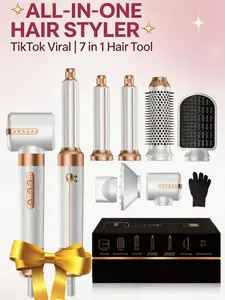 7-in-1 Styling Hairbrush 110,000 RPM High-Speed Hot Air Brush Hair Styling Brush High-Temperature Curling Iron Straightening Brush Volumizing Hairbrush Airflow Curler tiktokshopspringglowup,summervibes summerwins