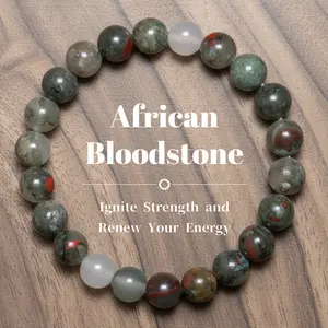 African Bloodstone Bracelet for Bloodline Awakening & Energetic Cleansing Ground with Primal Power of African Bloodstone and Bloodstone Purify Blood Connect to Earth's Energy Cleanse Aura