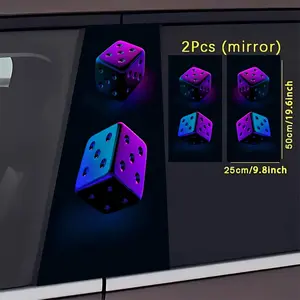 Car B-pillar Stickers, Neon Gradient Dice Pattern, PVC Material, Self-adhesive, Waterproof, Scratch-resistant, Exterior Car Decor Accessories, Suitable For Car B-pillar Decoration, Easy To Apply And Remove