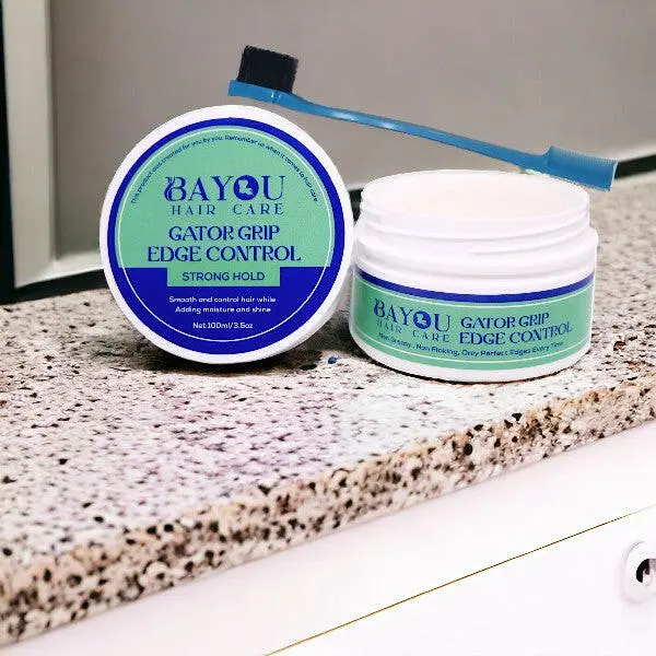 Bayou Hair Care Gator Grip Edge Dual Combo Haircare Brush - Lightweight Travel-Friendly Beauty Tool for Curly Hair, Aids Gel Application, Ensures Edge Hold