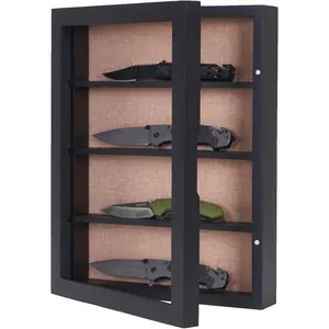 12x16 Large Shadow Box with Shelves, Shadow Box with Removable Shelves for Miniatures Medals and Collectibles-Black