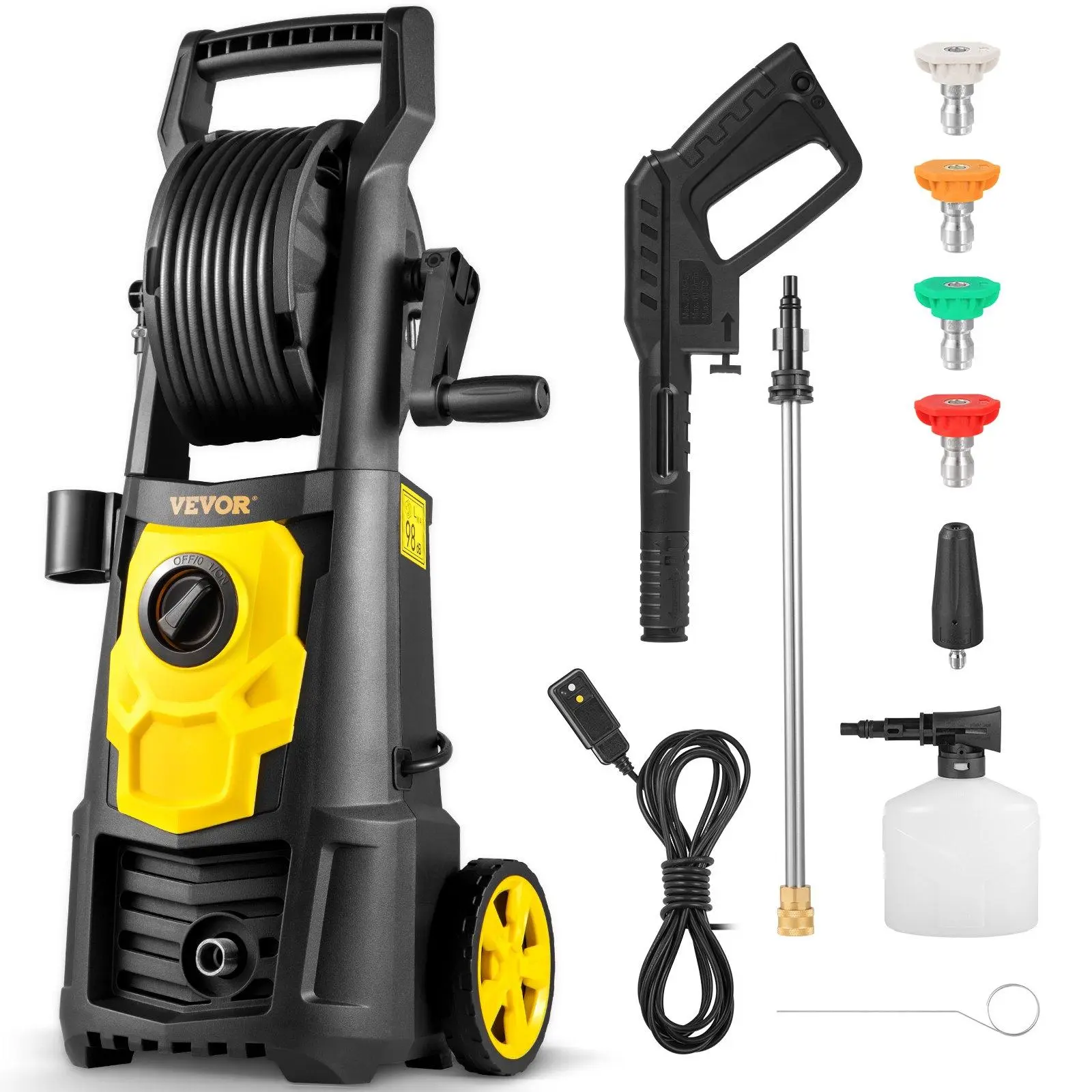 【Summerfinds】VEVOR Electric Pressure Washer, Multiple Specifications, Max 1.76 GPM, 5 Quick Connect Spray Nozzles, Foam Cannon, Portable High-Pressure Waterjet, ETL Listed for Patios, Cars, Jet Stream & Flat Nozzle Options, Spray Nozzle Pressure Washers