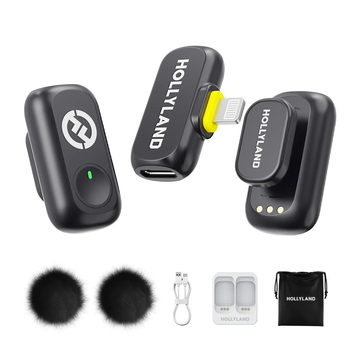 Summer Wins！Hollyland LARK A1 Lightning Version Wireless Mini Microphone Compact for iPhone10-iPhone14 Lightning Port (2TX + Lightning RX) 48kHz/24-bit, Magnetic Microphone for Podcast, Vlogging
