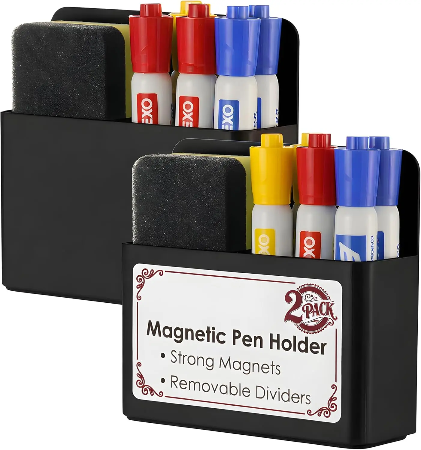 Magnetic Dry Erase Marker Holder Non Slip Acrylic Strong Hold for Whiteboard Fridge Locker Office Desk All Metal Surfaces Pen Pencil Cup Organizer