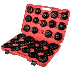 【Father's Day】VEVOR Oil Filter Socket Set, 30 Pcs Oil Filter Wrench Set, Sturdy Steel Oil Filter Socket, 3/8" Oil Filter Socket, Low Profile Oil Filter Socket Set For Easy Access, Oil Filter Wrench Cap Set w/ Case