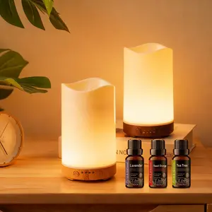 Magical Candlelight Ambiance: Flameless Aroma Diffuser & Humidifier with Timer, Multi-Color Glow & 3 Included Oils - The Perfect Gift