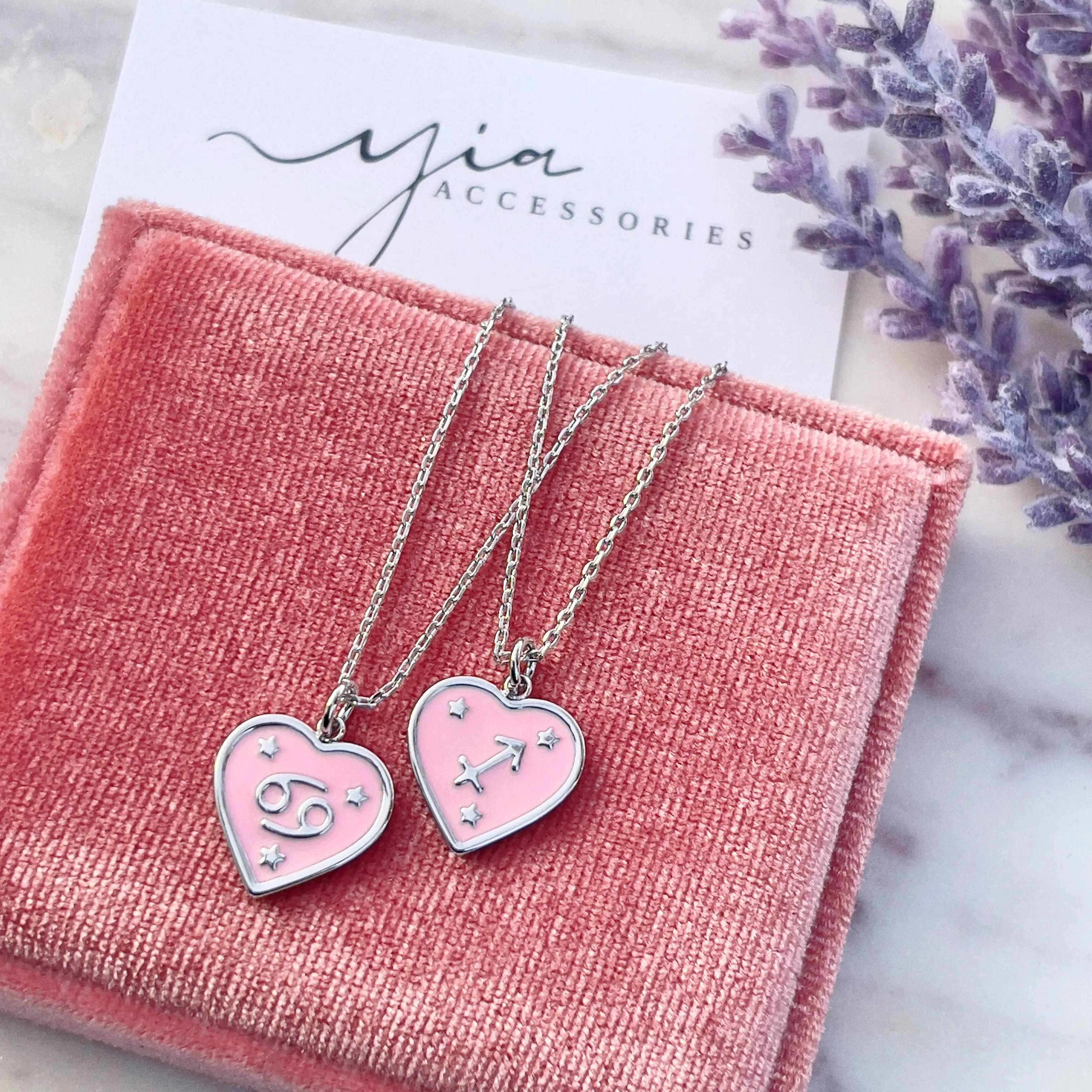 Zodiac Sign Heart Necklace for Women, Pink Enamel Pendant with Gold-Filled Adjustable Statement Chain, Daily Fashion Jewelry Accessory, Gold Statement Chain, Adjustable Chain