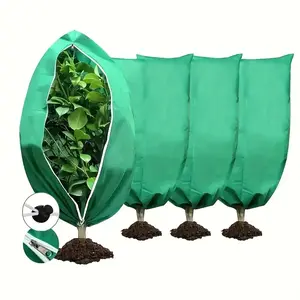 4 Pack Plant Covers for Frost Protection, Winter Freeze Shield with Drawstring, Outdoor Garden Plants Jacket Cover for Cold Weather, Garden Supplies