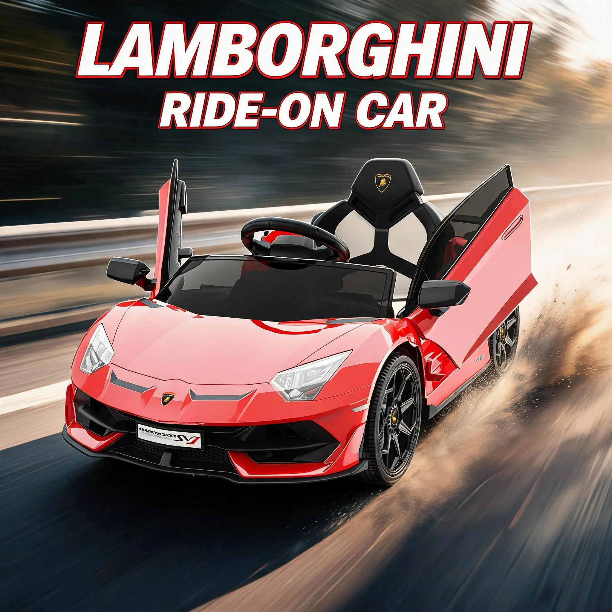 Official Lamborghini Ride-On Car | Scissor Doors + 2.4G Remote | Ages 1-8 | Bluetooth + LED Lights | ASTM Certified Gift
