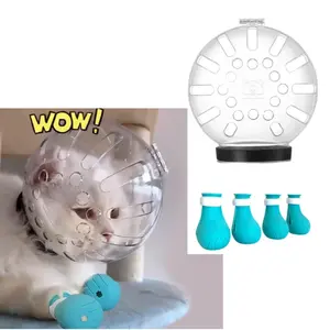 5pcs/Set (2size)Cat Space Hood Anti-Scratch Breathable Hood Cat Protector Anti-Scratch Hood for Grooming Cleaning Adjustable Breathable Hood Cat Bath Paw Protector Shaving Bathing Grooming Travel Tools Christmas Gift summervibes