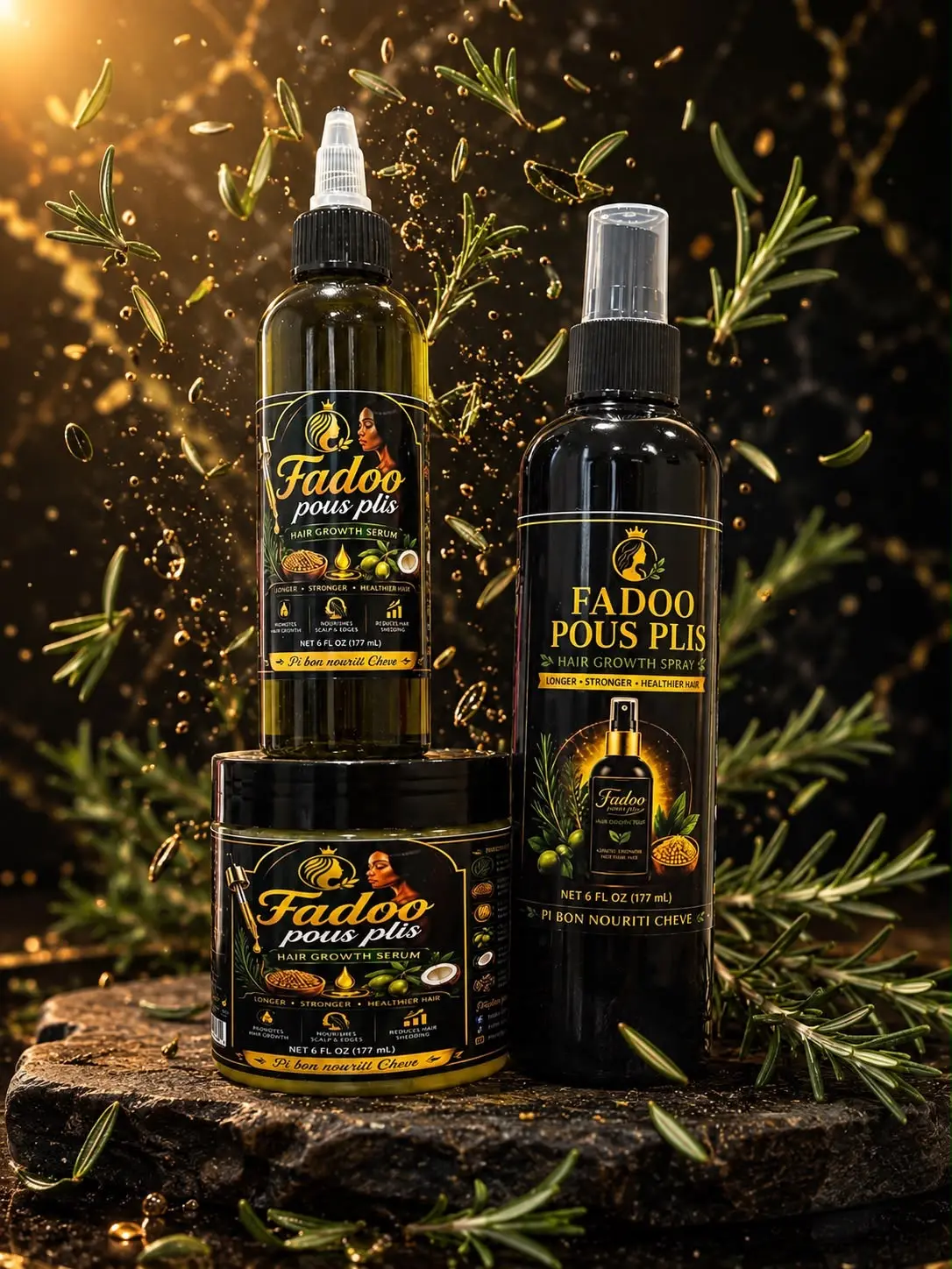Hair Growth Set with Pomade, Serum and Spray for Hair oils Care & Scalp Treatment