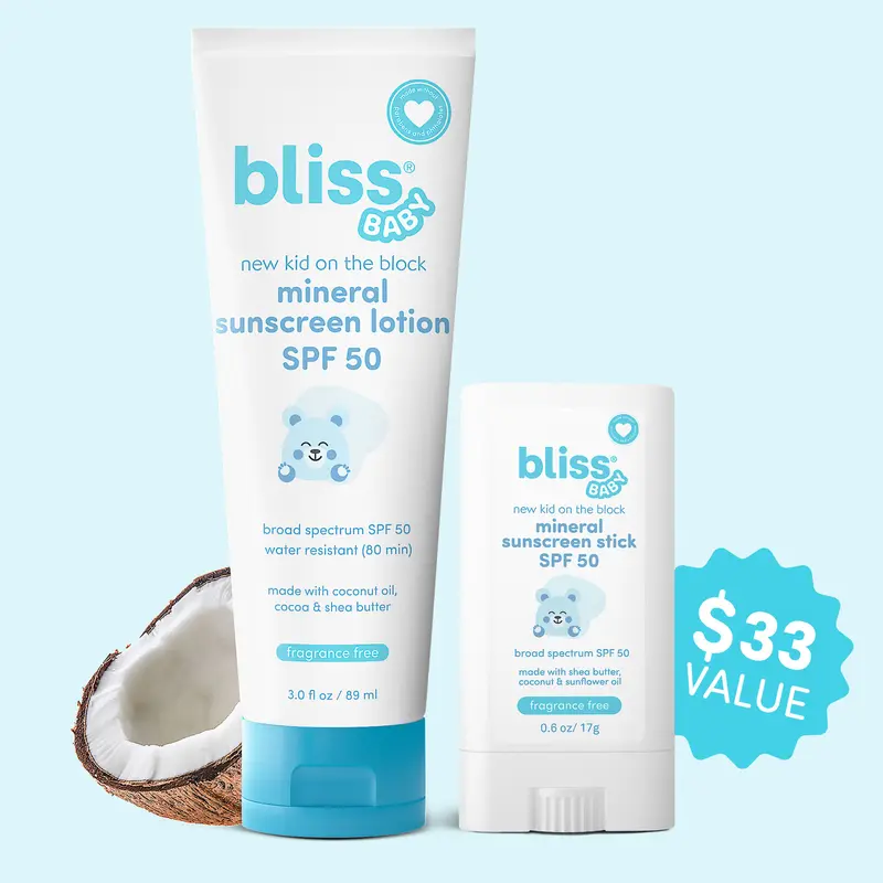 The Sun Set,  Mineral Sunscreen SPF 50, Natural Zinc Oxide, Unscented, Hypoallergenic & Dermat Tested, Water-Resistant, Vegan, Sensitive Skin - For Toddlers, Babies, Kids & Whole Family