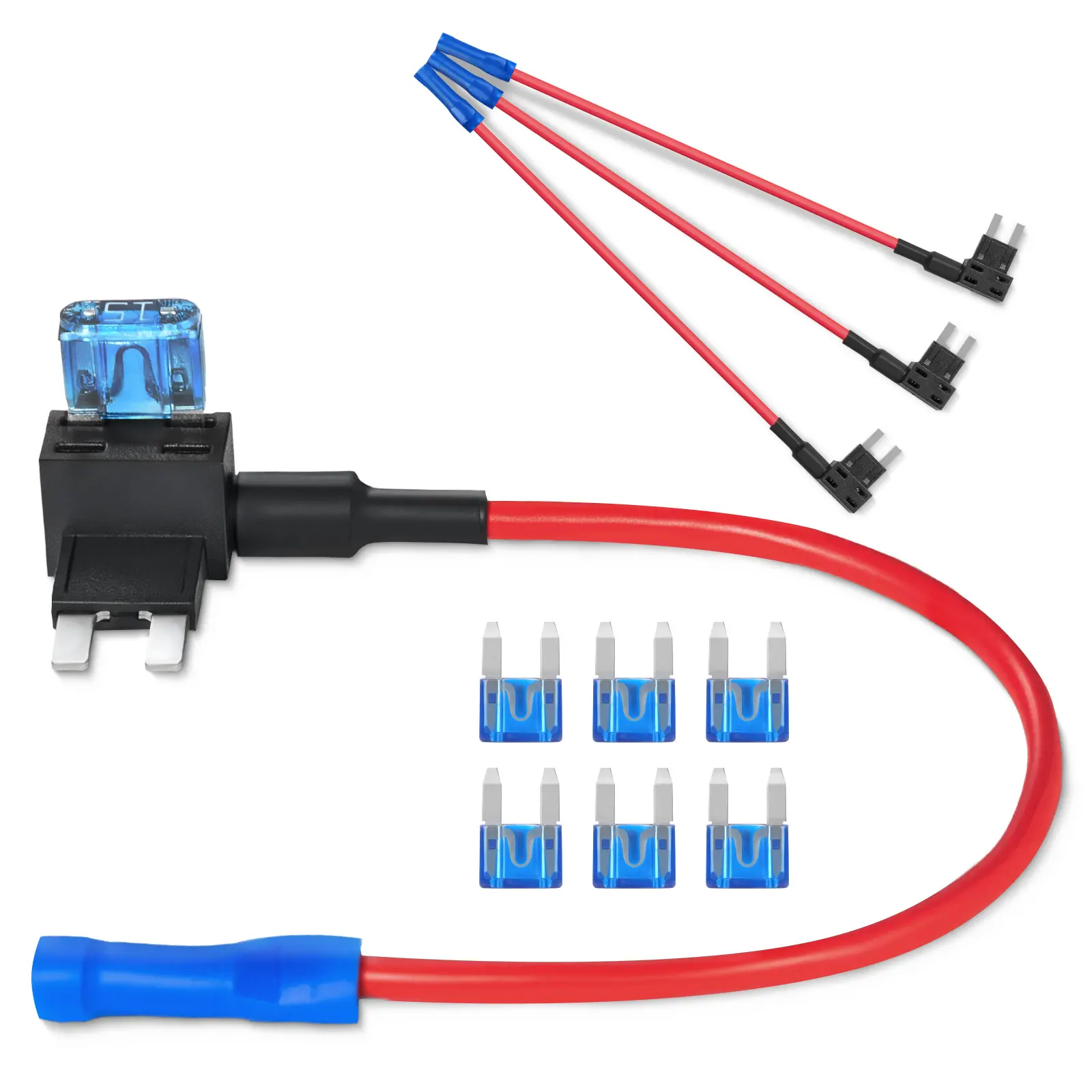 【Super Brand Day】VEVOR Fuse Tap, 24 Packs, 4 Types 12V Car Add-a-Circuit Fuse Tap Adapter, Standard Mini Micro2 and Low Profile Mini Blade Fuses Holder, ATO ATC ATM Fuses Adapter Jumper for Cars Trucks Boats,DEALS FOR YOU