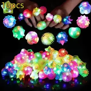 10 Glow-In-The-Dark Silicone Finger Rings, Neon Party Gifts, Party Favors Assortment, Electronic Drive, Perfect for Birthdays, Concerts, Bars, Christmas, Halloween, Festival Party Supplies