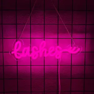 Lashes Neon Sign, Eyelashes Lashes Letters  Sign Light,  Powered Aesthetic Room Lashes Salon Decor, for Bedroom Beauty Room Studio Bar Pub Barber Business Shops Office, Indoor Decorative Light