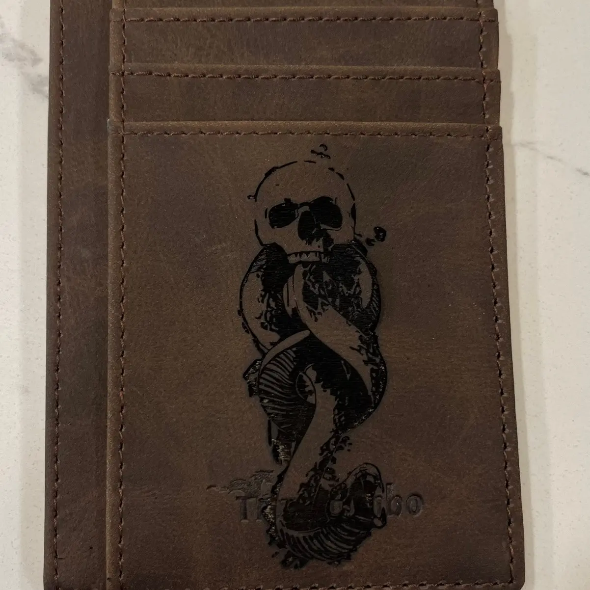 Custom engraved leather wallet
