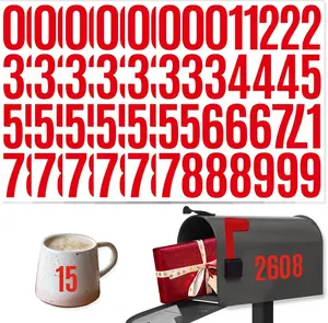 6 Sheets 2 Inch Mailbox Numbers Stickers Vinyl ,Self Adhesive Number  House Address Numbers for Outside Mailbox,Signs,Window,DIY Crafts Making,Door,,,Business(Red)