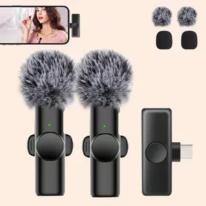 Wireless Mini Microphone for iPhone and Typec Interface, Bluetooth-compatible Lavalier Lapel Mic for Video Recording and Podcast, Plug and Play 2.4g Ultra-Low Delay for Interviews and Vlogs