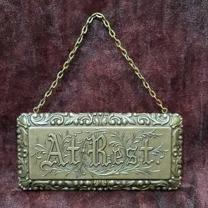 Victorian Style Tombstone Plaque Decoration, Wall Hanging Decor, Vintage Gothic Art Brass Color Zinc Alloy Material, Cemetery, Holiday Decor