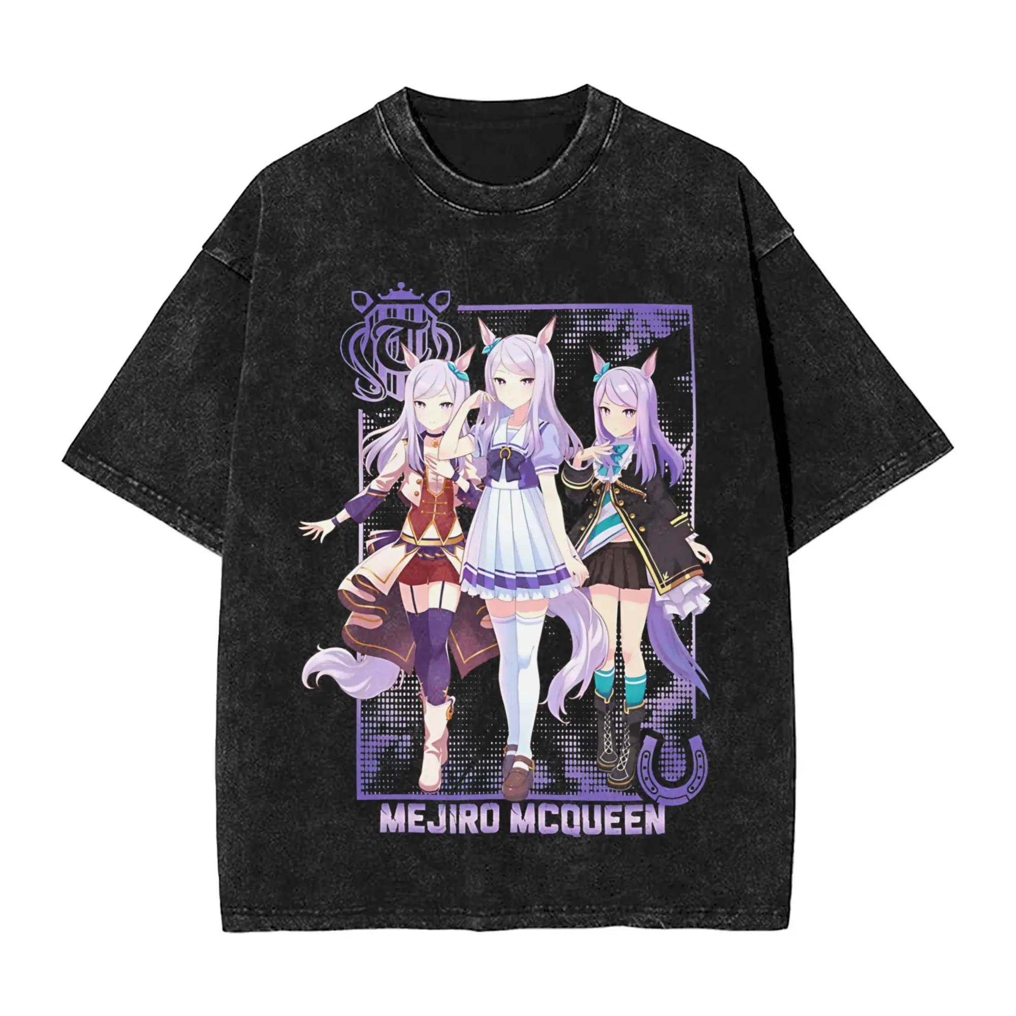 valentine shirts UmaMusu Haru Urara Uma 13Musume T Shirts Hip Hop Washed Oversize T-Shirt  Vintage for Men Women Tops Streetwear Printed Tops Tees