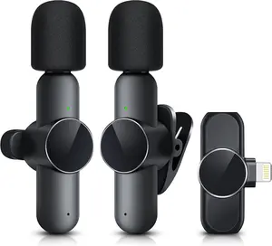 [New Deal] 2 Pack Wireless Microphone Mini Mic for iPhone 7-14 iPad - Suitable for Podcast, Interview, Streaming, Vlog, YouTube & TikTok Audio Plug