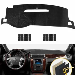 Black Custom Dashboard Pad Dash Cover Mat, UV Sun Protection Anti-Glare Dash Carpet Fit 2007-2014 Chevy Silverado Tahoe Suburban Avalanche GMC Yukon Sierra Truck Interior