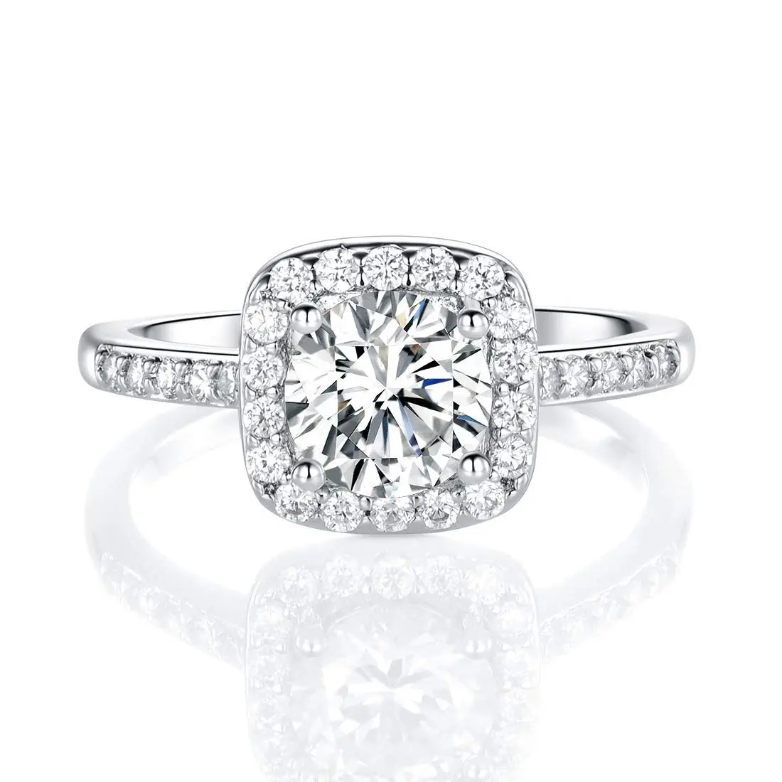 MDFUN Women's 1.5CT Round Cut Cubic Zirconia Halo Promise Engagement Ring - Christmas Gift, Classic Romantic Solitaire Ring for Women, Round CZ Jewelry, Promise Ring