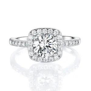 MDFUN 1.5CT Round Cut Cubic Zirconia Promise Halo Engagement Ring for Women — Christmas Gift, Classic & Romantic R-7990