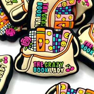 1pc The Crazy Book Lady Silicone Focal Beads - Reading DIY Craft Beading Beaded Educational for Beading Projects