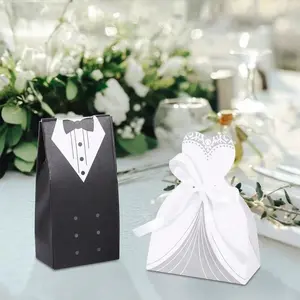 40pcs Wedding Candy Box Set, European Style Bridal Gown Shape, Perfect Party Decorations, Ideal Gift Packaging, Creative Gift Packaging, Wedding Table Centerpiece, Elegant Gift Box, Themed Gift Box, Gift Box Design