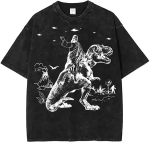 Funny Jesus Riding Dinosaur Shirt