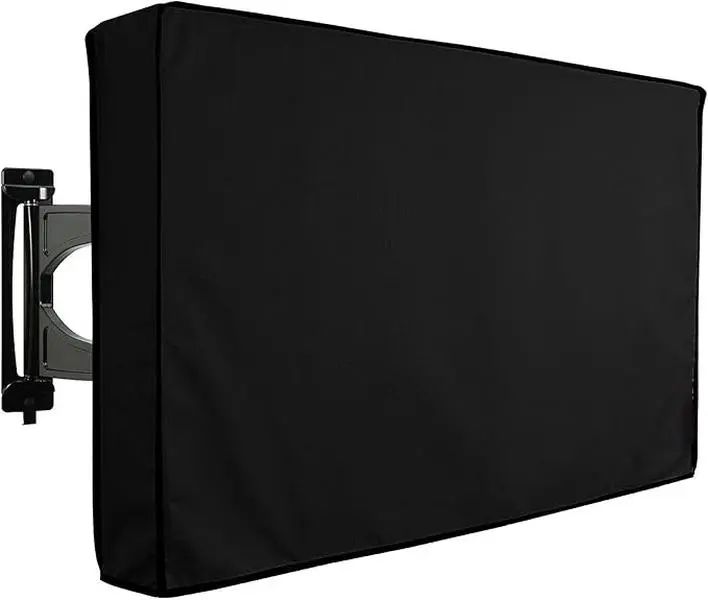Outdoor TV Cover 70 to 75 inch Weatherproof, Cover Size 68''L x 42''H, Waterproof for Outside Flat Screen 70 to 75 inch TV, Black, 600D Thick Fabric Screen Protector with Bottom